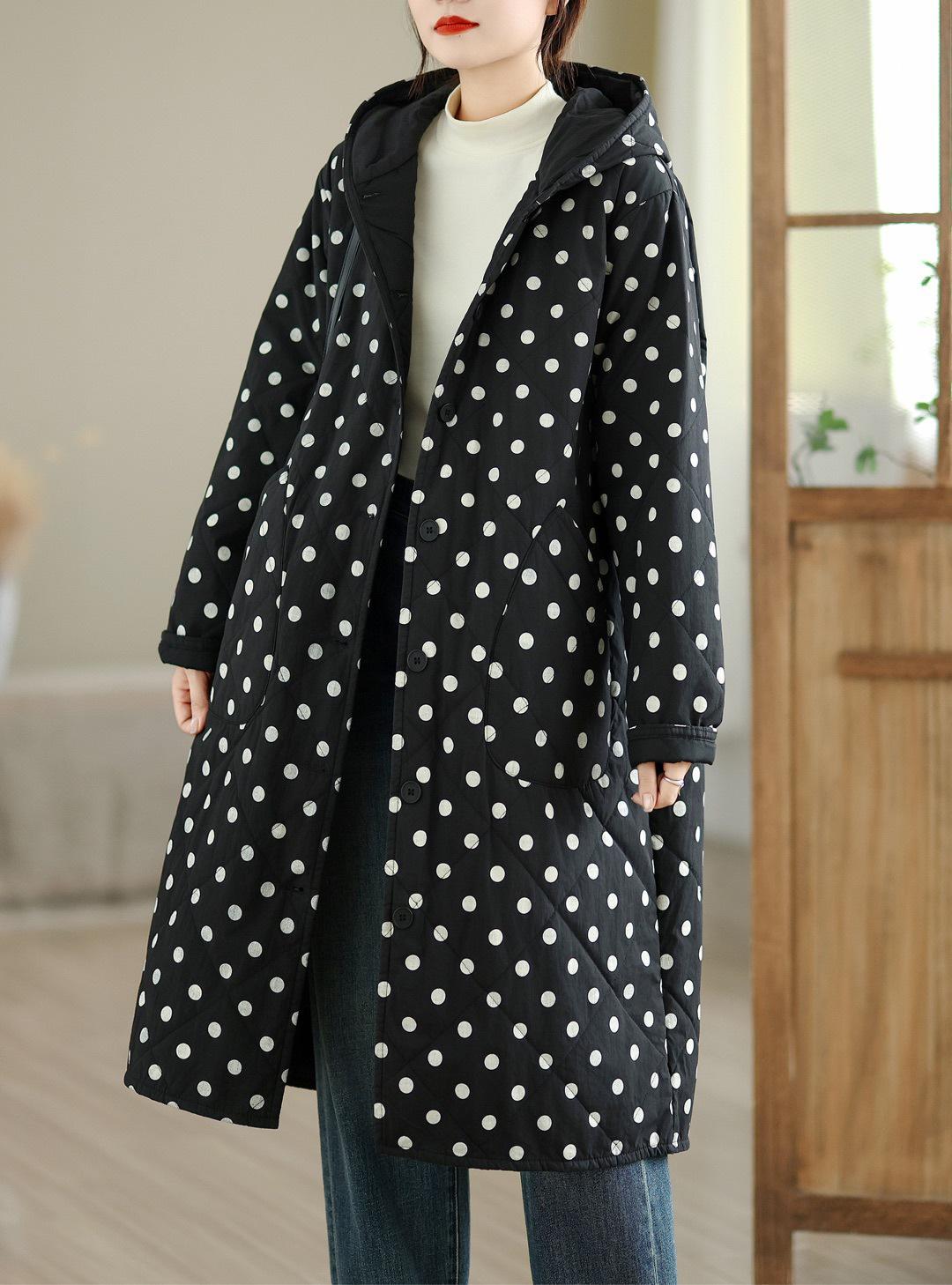 Women`s Retro Polka Dot Mid-Length Cotton