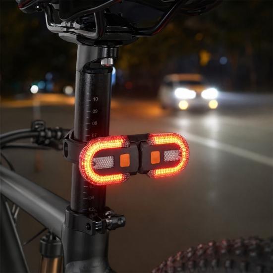 Yousheng Bicycle Turn Tail Light with Remote Control, IPX6 Waterproof 5 Modes Bike Rear Warning Light, Rechargeable Dual LED Split Taillight for Road,