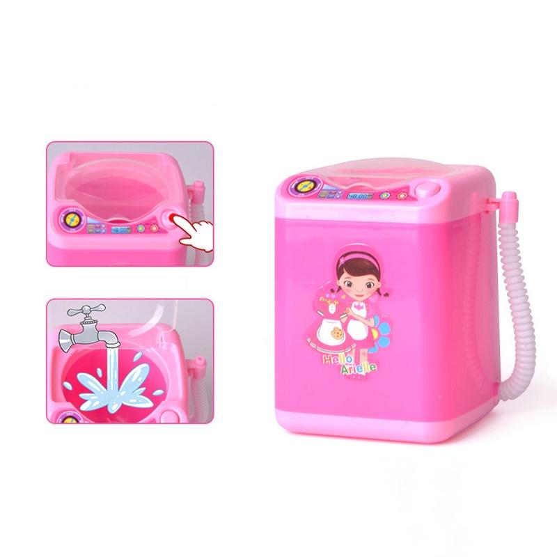 Charming And Practical Mini Electric Washing Machine Dollhouse Toy For Makeup Brush Cleaning