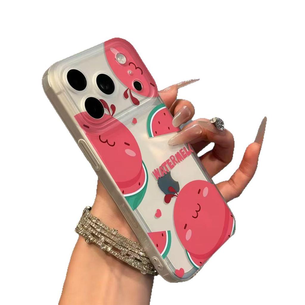 Fun Smile Face Watermelon Camera Button Case for iPhone 17/16/15/14/13/12/11 (Matte Finish)