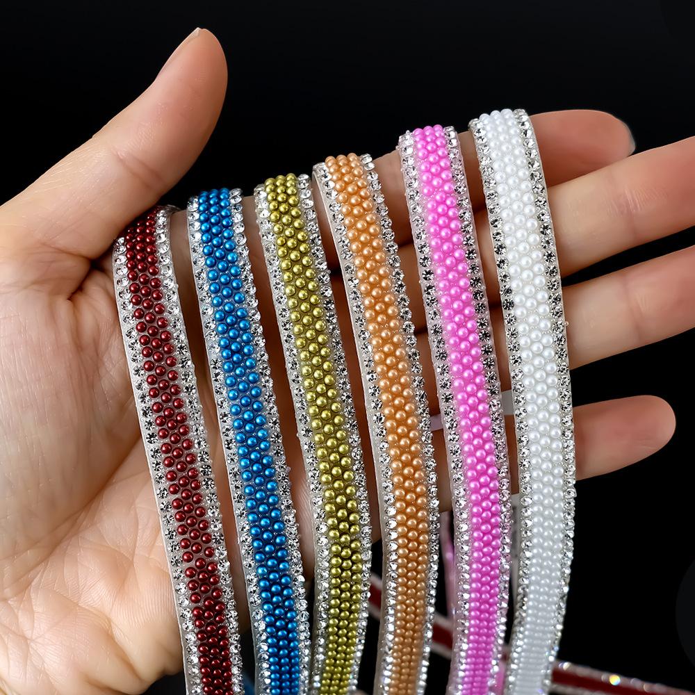 10Yard Rhinestone Ribbons Glitter Crystal Diamond DIY Crafts Self Adhesive Pearl Roll Wedding Party Festival Gift Decoration