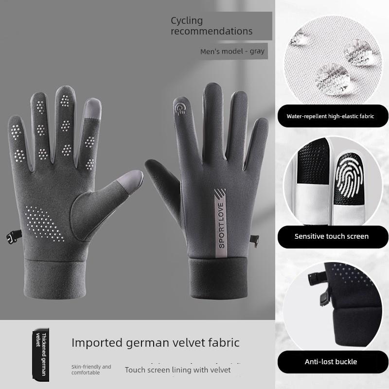 Winter Gloves Are Windproof, Waterproof, and Touch-Screen Compatible for Couples, Men and Women, for Winter Cycling and Skiing, with Added Fleece for