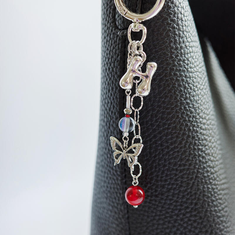 Surgical steel initial butterfly keyring
