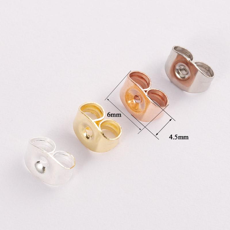 50pcs 100pcs 6x4.5mm Stainless Steel Earrings Back Gold Tone Rose Gold Butterfly Ear Nuts Stopper DIY Jewelry Making Supplies