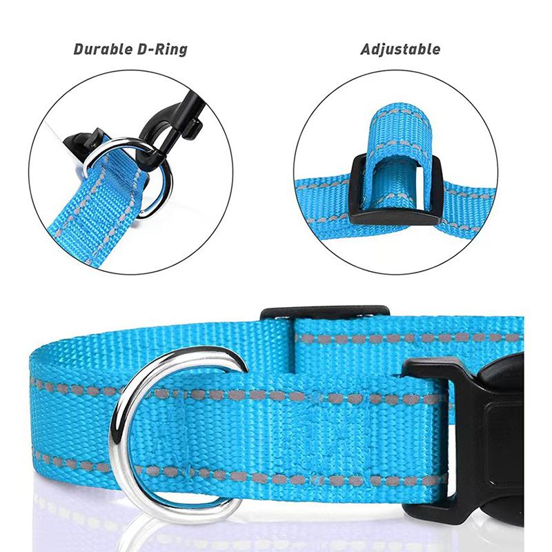 Reflective Dog Collar Adjustable Pet Neck Collar For Small Medium Large Dogs Outdoor Walking Training Anti Lost Safe Pet Supplie