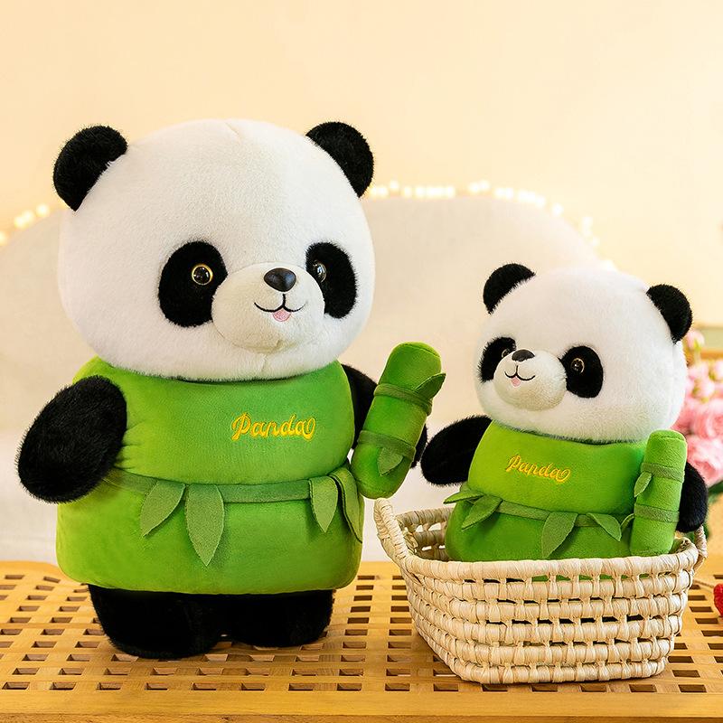 Panda Toy Plush Bamboo Tube Doll Stuffed Animal Doll Pp Cotton Gift Cartoon