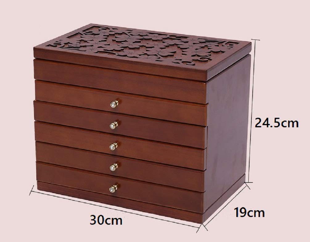 Anberotta Jewelry Box, Accessories, Cosmetics, Makeup, Small Item Storage Case, Multi-Purpose Storage Box with Mirror, Treasure Chest, AT19 (Brown)