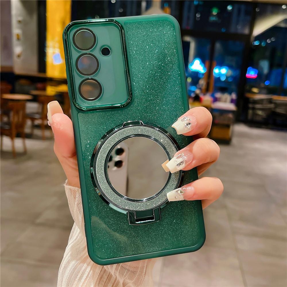 Mirror Glitter Case For Samsung A32 A52 A72 A13 A33 A53 A73 A15 A35 A55 A14 A34 A54 A24 A25 Soft Stand Holder Bracket Mag Cover