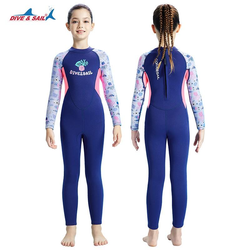 Kids 2.5mm Neoprene Wetsuit Girls Full Body Warm Suit Snorkeling Surfing Cold Water Swimming
