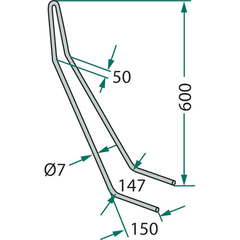 Finger tine for seed drill fork 600x7mm for KOCKERLING 585072