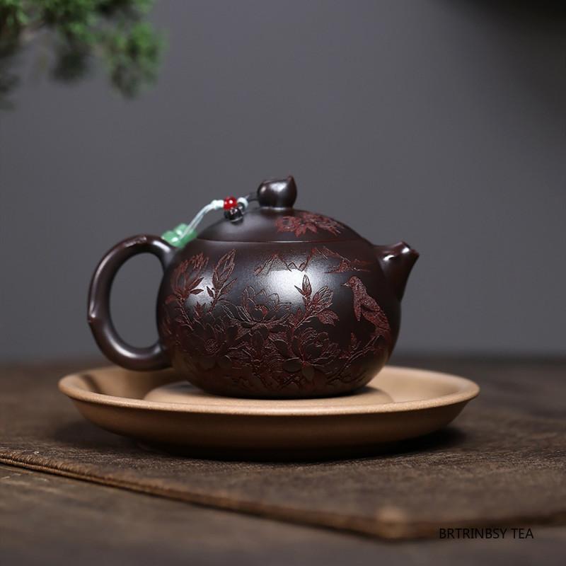Chinese Yixing Purple Clay Teapot Handmade Peach Xishi Tea Pot Tradition Household Kettle Raw Ore Zisha Tea Set Teaware 280ml