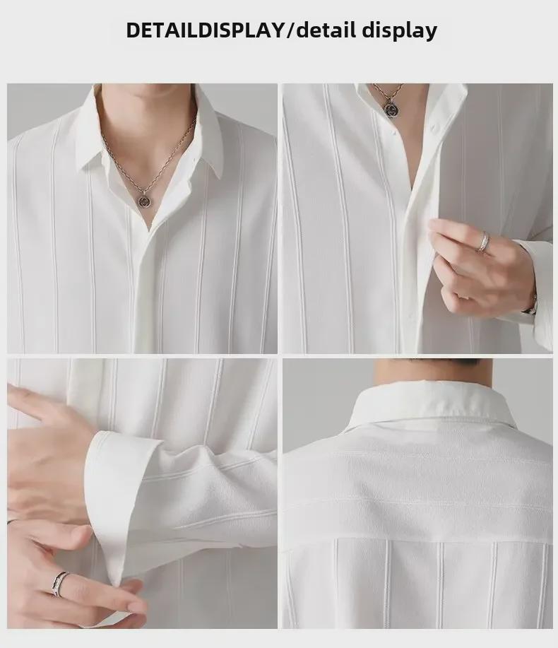 Herr Långärmad Randig Vardagsskjorta - Mörk Mönsterdesign