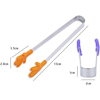 5pcs Silicone Mini Tongs, Hand Shape Food Tongs for Serving Food, Ice Cube, Fruits, Sugar, Barbecue Kitchen Gadgets (Purple)