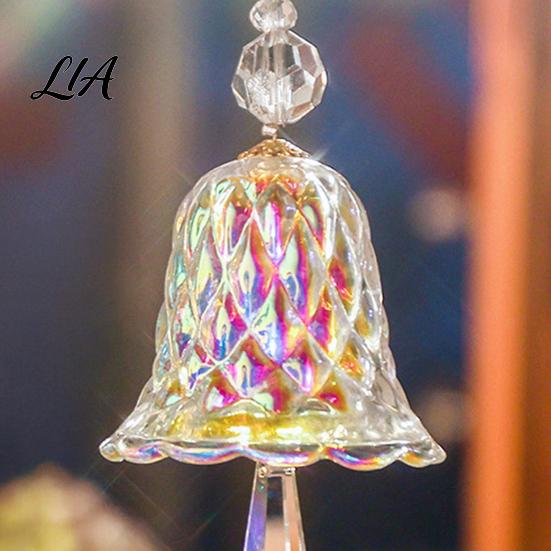 Indoor Home Hanging Decor Faux Crystal Bell Suncatcher, Glass Prism Wind Chime Ornament, Clear Handmade Decoration Christmas Tree Rainbow Maker