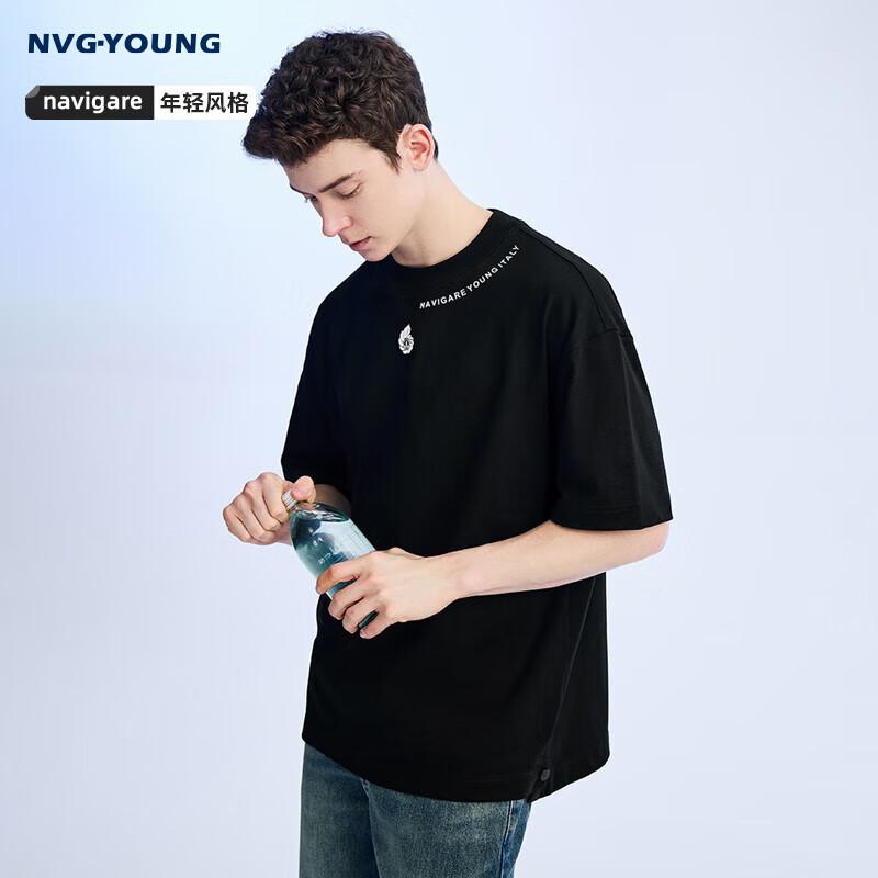 Navigare Men s 100% Cotton Loose-Fit Round Neck Short Sleeve T-Shirt XXL