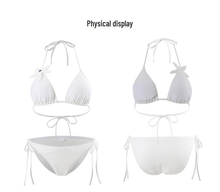 Korean-Inspired Backless White Lace Bikini: Sexy Strapless Split 3-Piece Swimsuit for Women