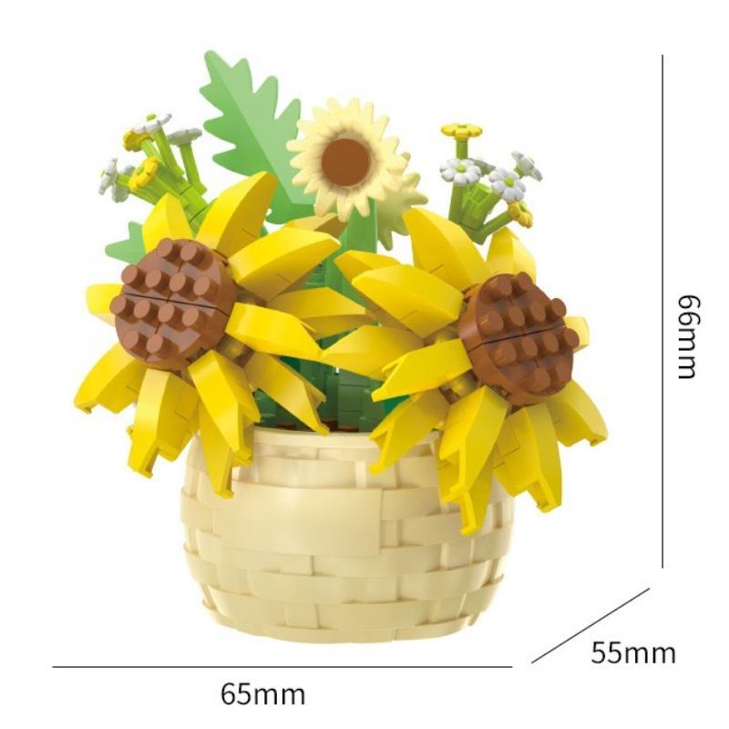Blumenstrauß Bonsai Bausteine Künstliche Pflanze aus Kunststoff Staubschutz Mikromodell Dekoration Spielzeug für Kinder Geburtstagsgeschenk