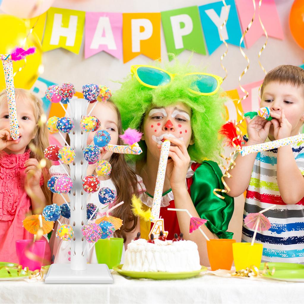 60 Hål Trä Liten Godispinne Ställ Fylld Godispinne Displayställ Dekorativ Godisbordsställ för Babyshower Jubileum Fest