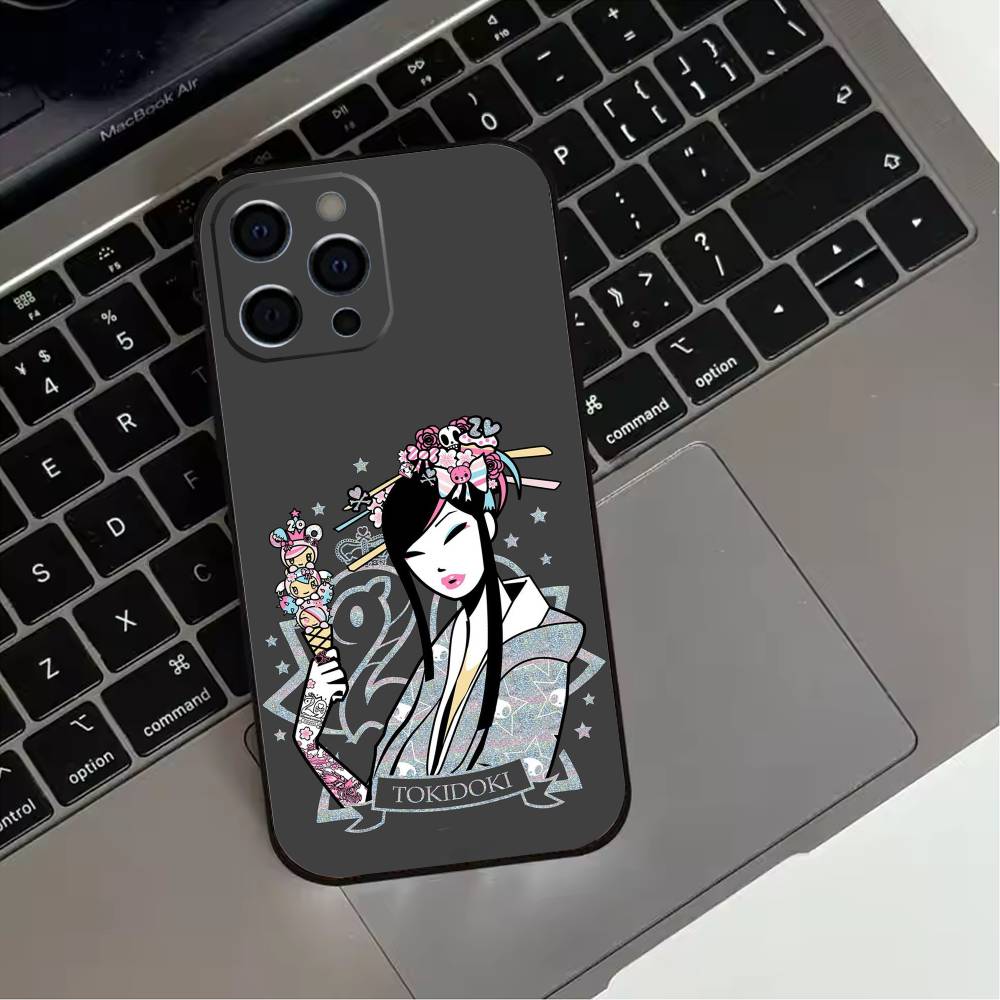 J-Japan T-okidokis Girl  Phone Case For iPhone 17,16,15,14,13,12,11 Plus,Pro Max,XS,Soft Silicone Black Cover