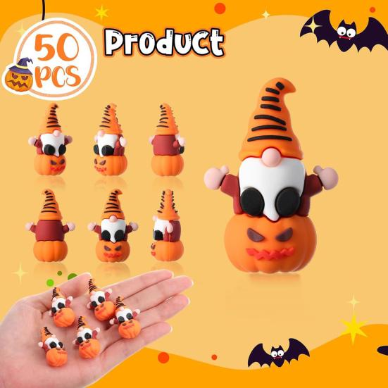 Halloween Mini Gnome Figurine Miniature Pumpkin Gnome Statue Tiny Tabletop Ornaments for Home Garden Landscape Decor