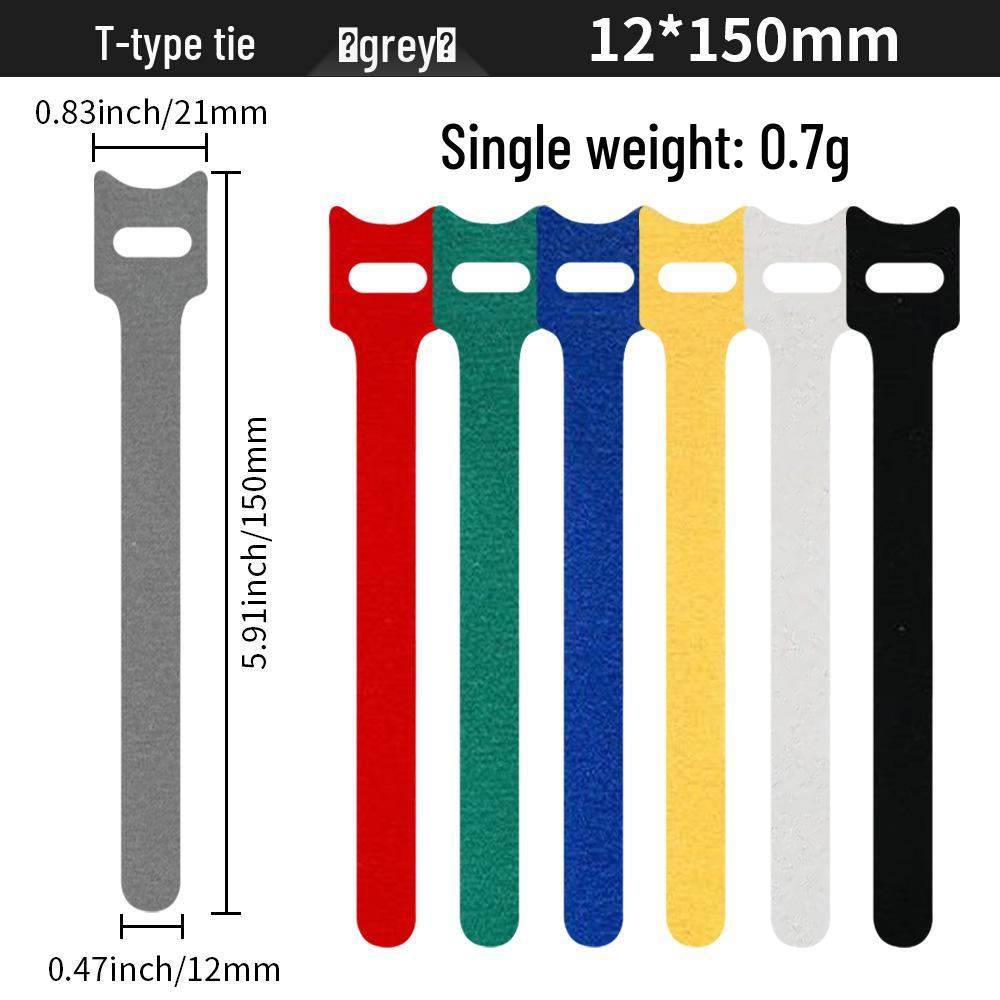 T-Type Magic Tape Cable Ties for Earphones, Data Cables, Organizers, and Network Cables with Back-to-Back Adhesive Straps.