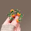 Elegance Persimmon Enamel Brooch: Pastoral-Style Chinese Corsage Pin for Women