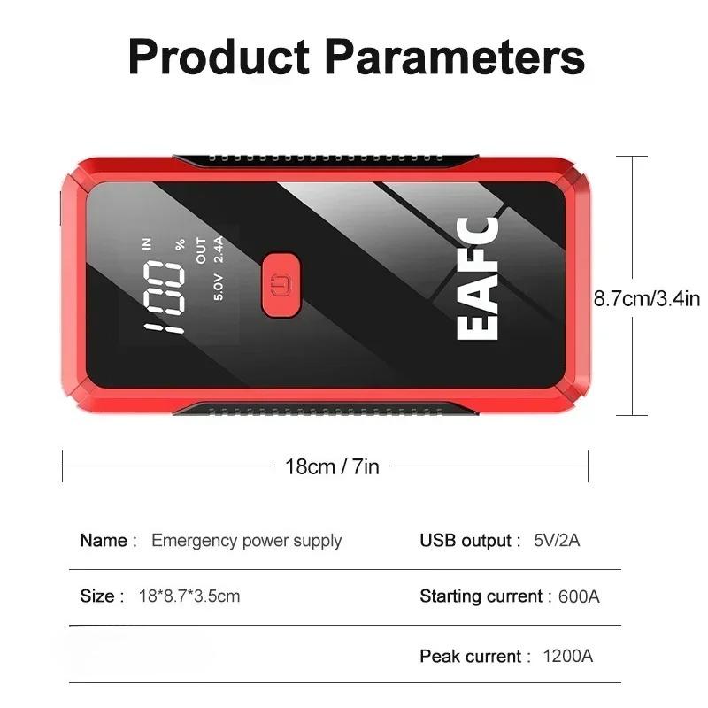 2000A/1200A/600A Car Battery Charger Booster Jump Starter Power Bank 12V Battery Booster for Portable AUTO Booster JumpStarter