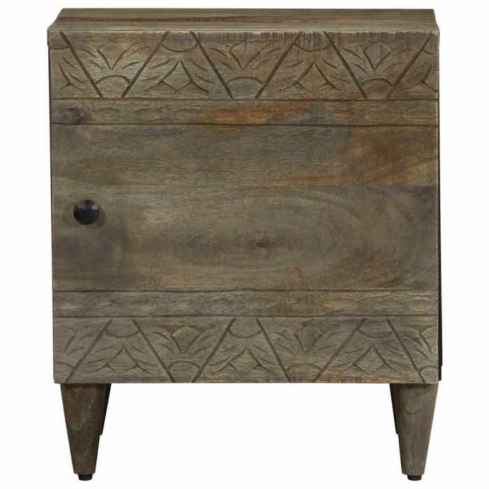 VidaXL Table de chevet gris clair 40x33x46 cm bois de manguier solide, armoire de lit, meuble de chambre à coucher, table de 4017788