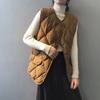 Autumn Winter Women's Quilted Cotton Vest Sleeveless O-neck Loose Padded Waistvest Single Breasted Casual Ultralight Portable Vest