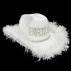 Pearl BRIDE Letter Cowboy Hats Wedding Party Cowgirl Hat Sunproof Hat with Plush Trim Western Elegant Dress Supply