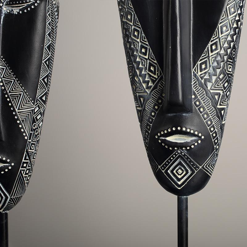 Retro African Style Art Mask Creative Ornaments Handmade Painted Resin Sculpture Handicraft Ornaments Decoration