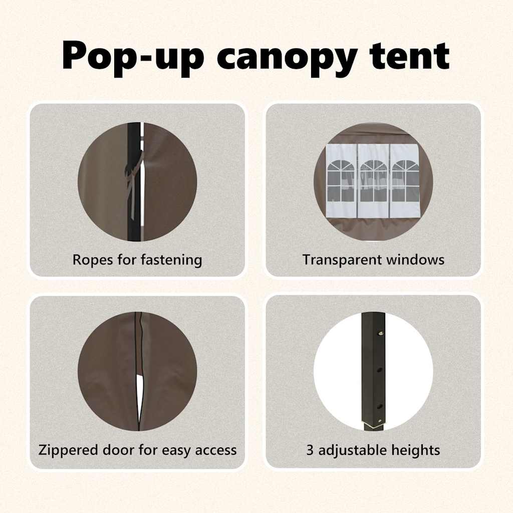Foldable Party Tent with Side Walls Taupe 3x6 M
