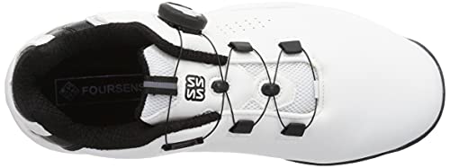 Four Sense Herren Golfschuhe mit Zifferblatt, Spikeless, Sportschuhe, Trekkingschuhe, Wanderschuhe, Weiß/Schwarz, Größe 27.5cm