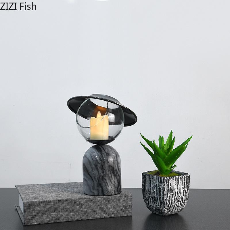 Circular Marble Candle Holder Romantic Dining Table Candlestick Desk Decoration Ornaments Wax Melt Burner Home Candle Holders