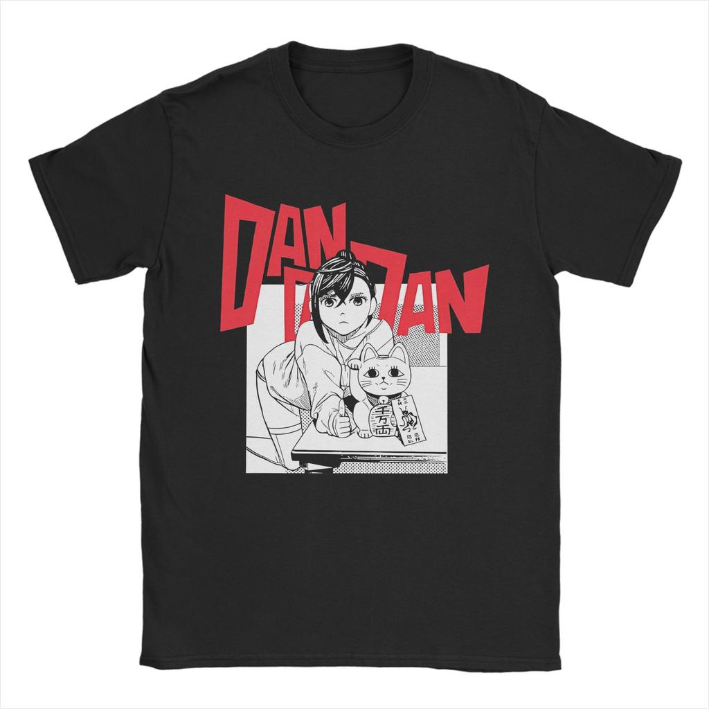 Harajuku T-Shirt Dan Da Dan Turbo Granny Cat with Kanji Anime Cotton T-Shirts Fashion Tshirt for Beach Short Sleeve Tees