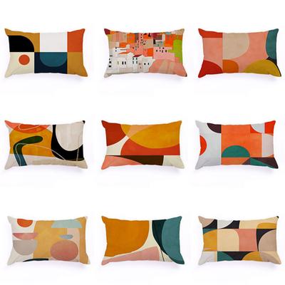 Flannel Rectangle Bedside Throw Pillow Case, Creative Bright Color Geometric Abstraction Pattern,