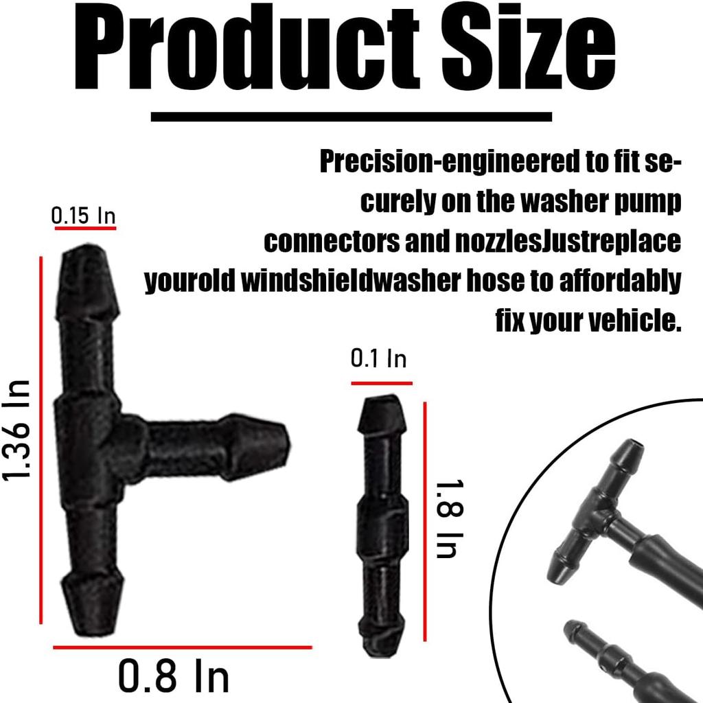 Windshield Washer Hose Kit, 4 Meter Wash Fluid Tubing With 12 Pcs Hose Connectors, Compatible With Most Car Water Nozzles Tallation, Universal Auto