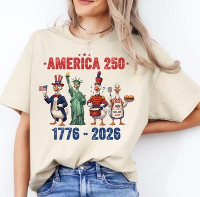 Amerika 250 1776-2026 Tričko, Vtipné Vlastenecké Kachní Tričko, Tričko k 250. výročí