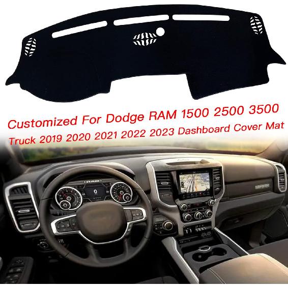 Dash Mat Cover  Interior Center Console Compatible with Dodge Ram 1500 2500 3500 Truck      Dashboard mat Covers Accessories (Black Trim)