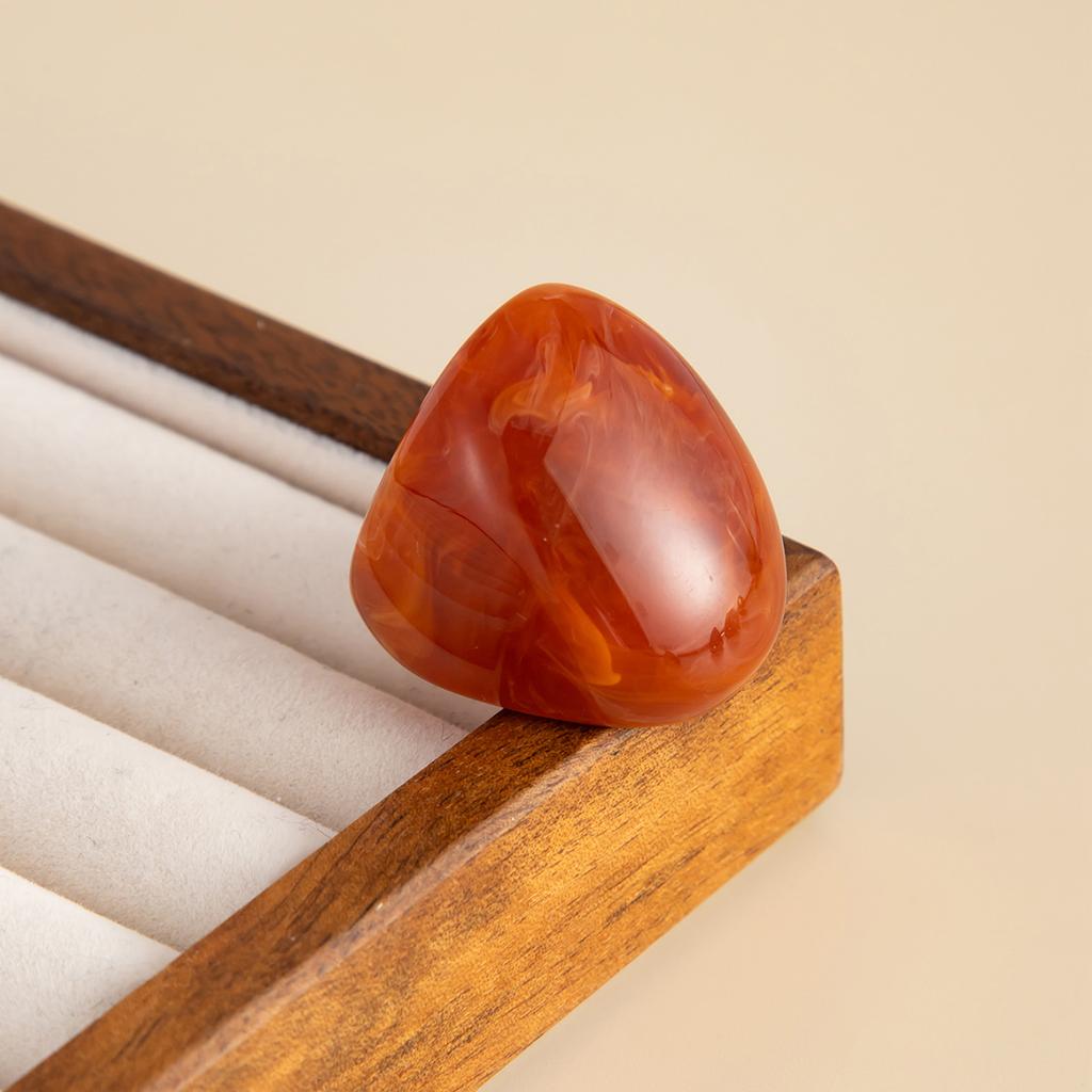 Vintage Irregular Smooth Resin Plastic Rings for Women New Trend Boho Geometric Finger Rings Aesthetic Party Jewelry