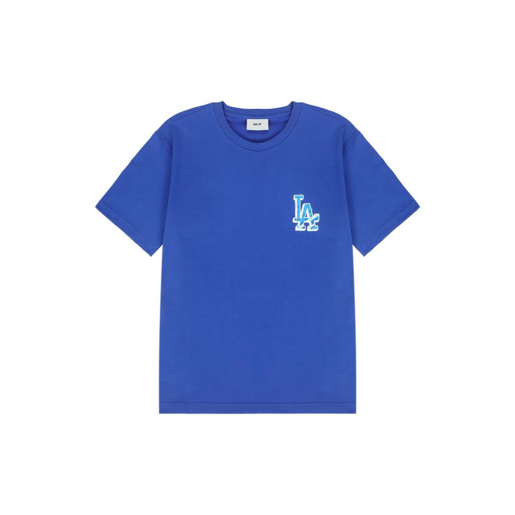 MLB Base Logo T Shirts Unisex Blue Crew Neck Moderate Straight Fit 3ATS03023-07BLD