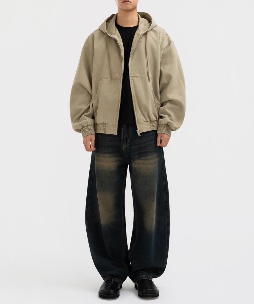 Underoff Crop Hooded Zip-Up Work Jacket Pale Purple