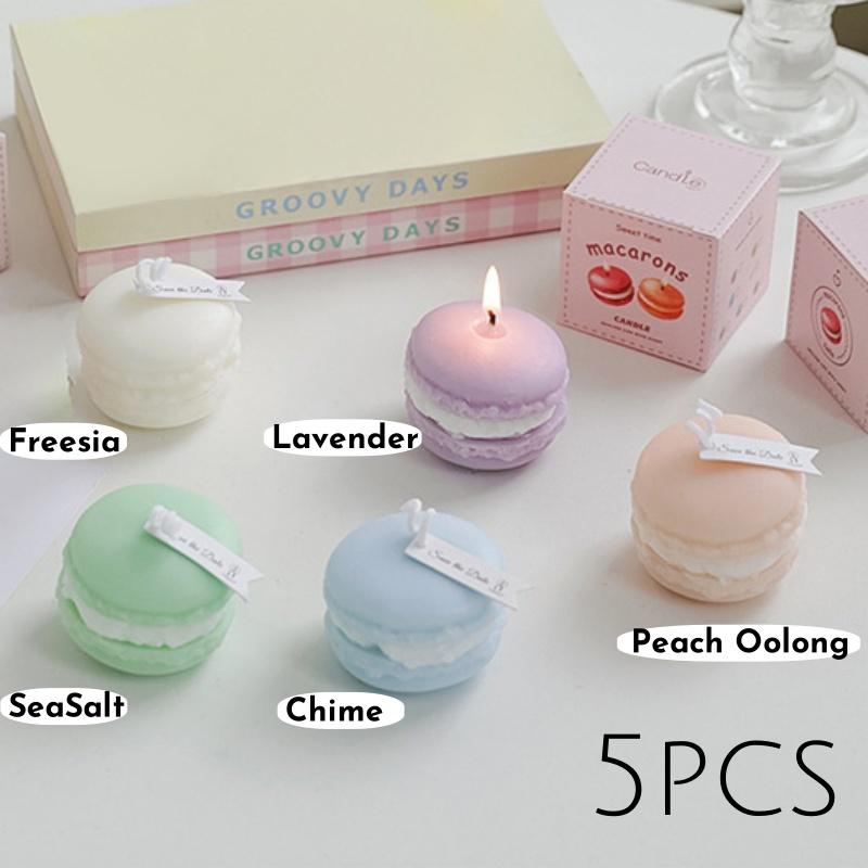 1/5pcs Realistic Macaron-shaped Candles Scented Soy Wax for Home Decor Wedding Party New Year Festive Atmosphere Aromatic Gifts