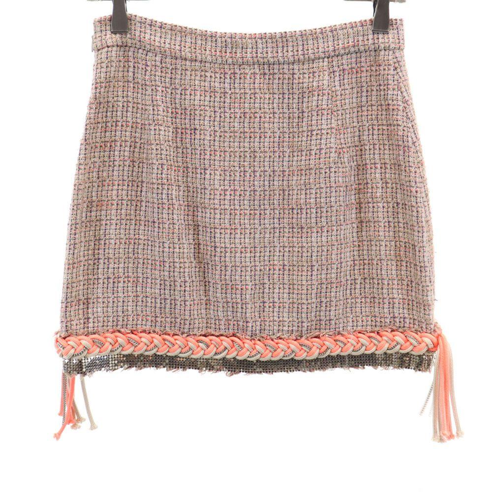 MSGM made in Italy Check Pattern Mini length tweed trapezoid skirt 40 Women Used