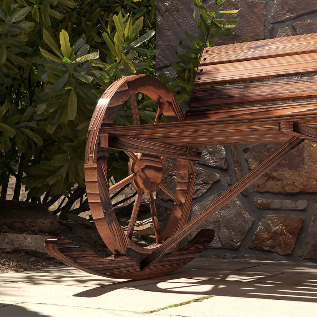 Garden Swing Bench. 2-person Swing. With Wheel-shaped Armrests. For Balcony, Garden, Patio. Carbonized