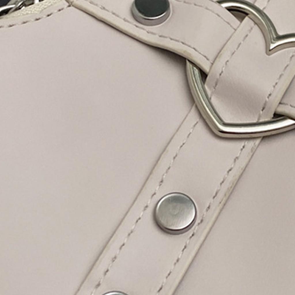 Y2K Heart Shape Shoulder Bags Versatile Small Rivet Crossbody Bag Solid Color PU Leather Bags for Women Girl Trendy Bag