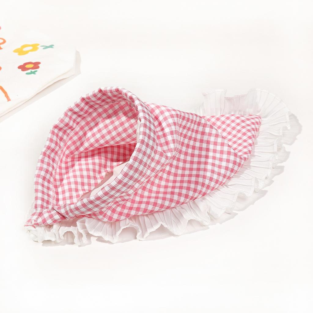 French Plaid Headband, Lace Triangle Scarf, Hair Bundle, Pastoral Style Girl Headband, Small and Fresh