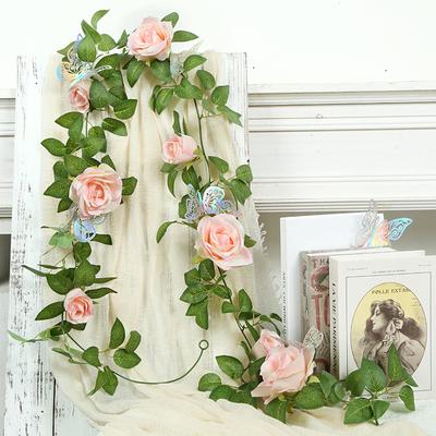 Simulation Rose Vine Fake Flower Vine Home Air Conditioner Decoration Vine Landscaping Decoration Simulation Vine