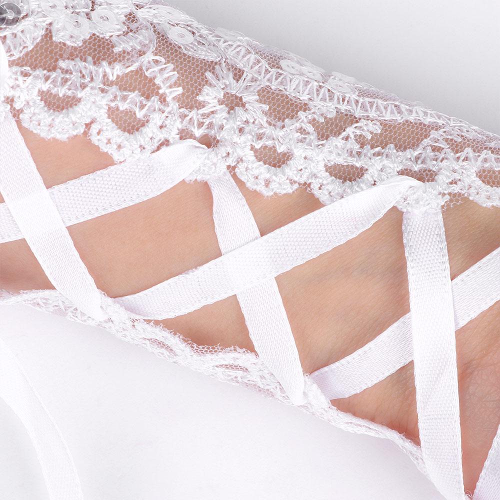 Top Hot Bride Wedding Fashionable Short Gloves Beads Rhinestone Fingerless Gloves Lace