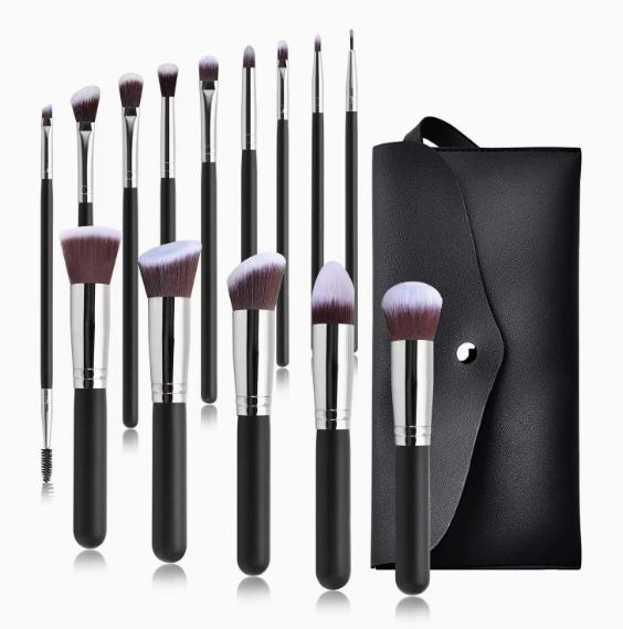 14Pcs Makeup Brush Set for Beginners Soft Bristle Powder Brush Blush Eye Shadow Beauty Tools, Buy 14pcs Brush Get 1 Free Sponge